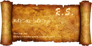 Rády Sára névjegykártya